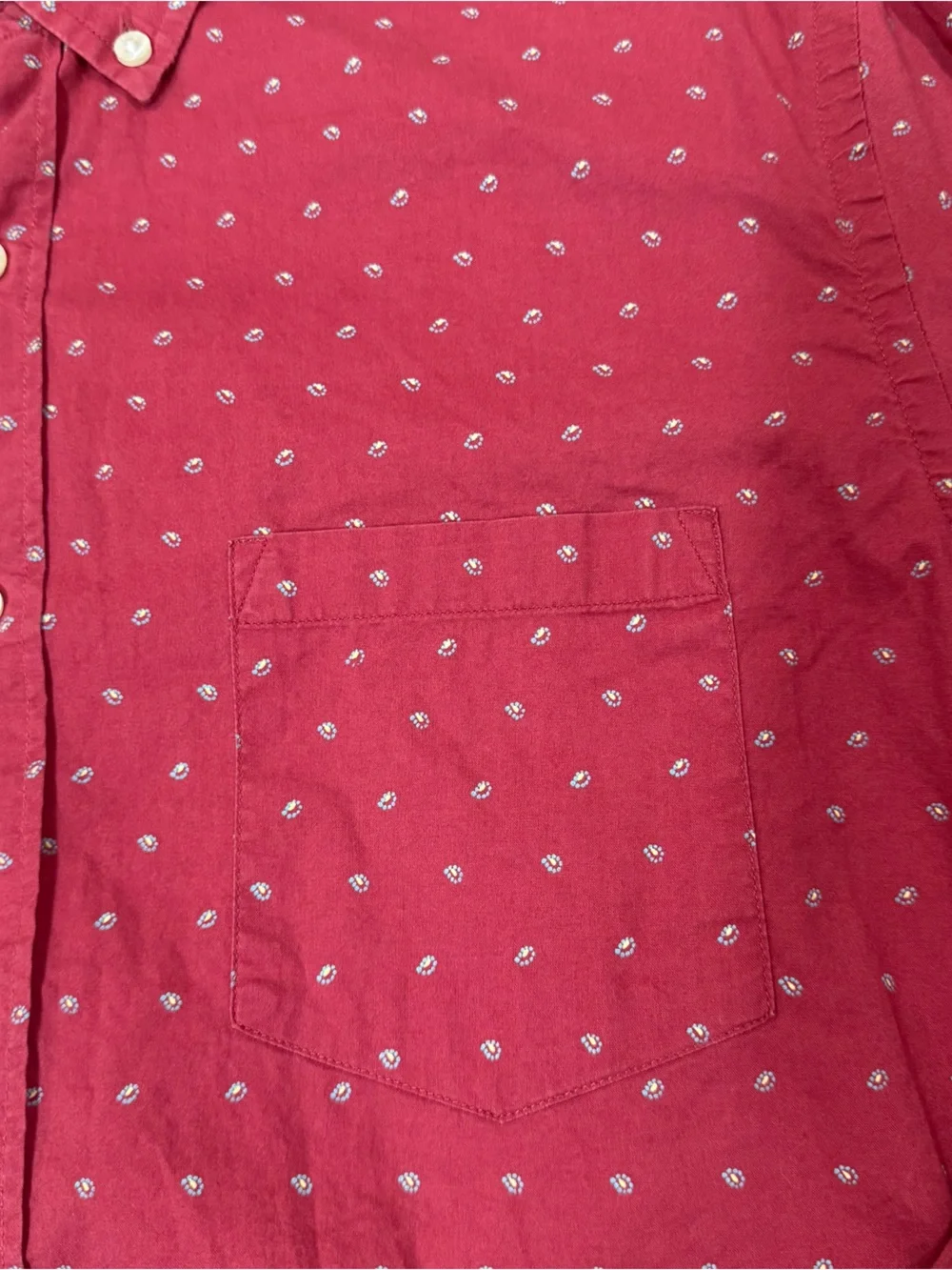 J.Crew Factory Men’s M Red Micro Paisley Button Down Shirt Cotton Long Sleeve